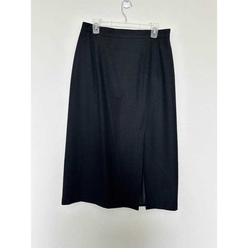 Sag Harbor Wool Vintage Skirt Size 16 Black Long Woolmark Back Slit - Picture 1 of 7